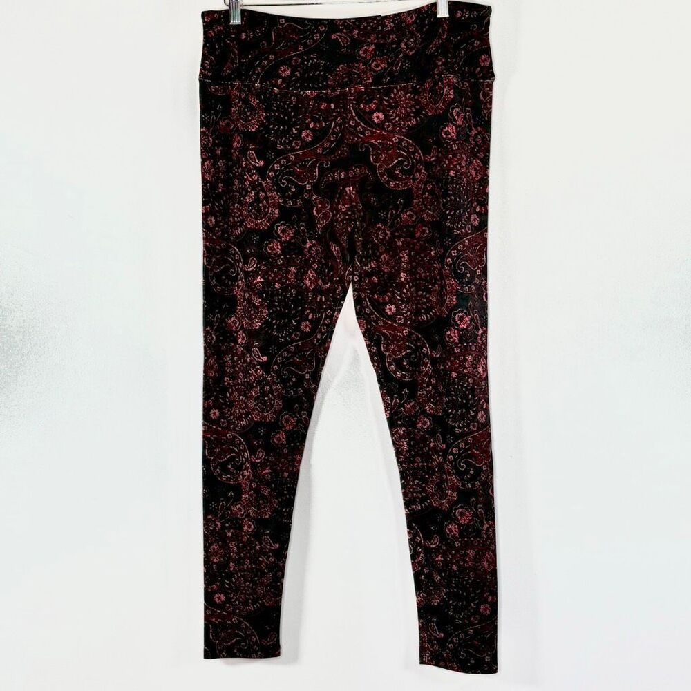 Soft Surroundings Red Black Paisley Ankle Leggings - US Women’s L (12-14) NEW